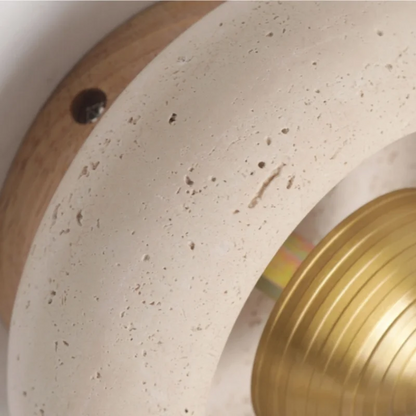 DecorBites™ LED Ceiling Lamp Natural Yellow Travertine Walnut Wood Ceiling Lights