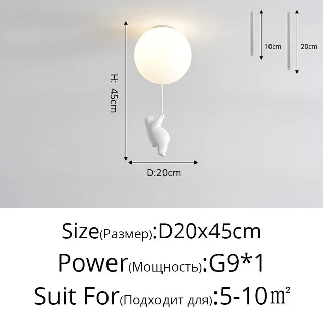 DecorBites™ Kids Cartoon Panda Polar Bear Ceiling Light Chandelier for Boys and Girls' Bedroom