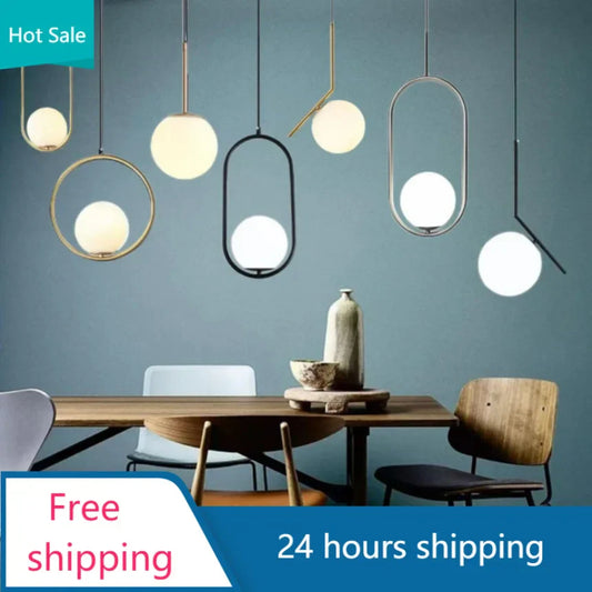 DecorBites™ Glass Pendant Lights: Modern Bedroom Bedside Chandeliers for Home Indoor Decor
