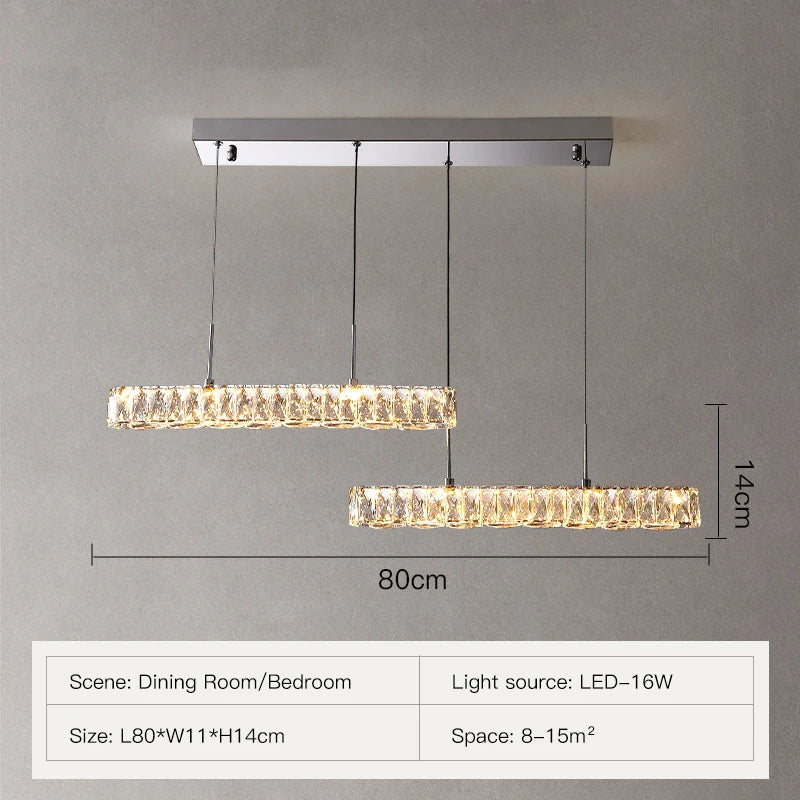 DecorBites™ Crystal Chandelier Lights for Living Dining Bedroom LED Dimmable Lustre Lighting