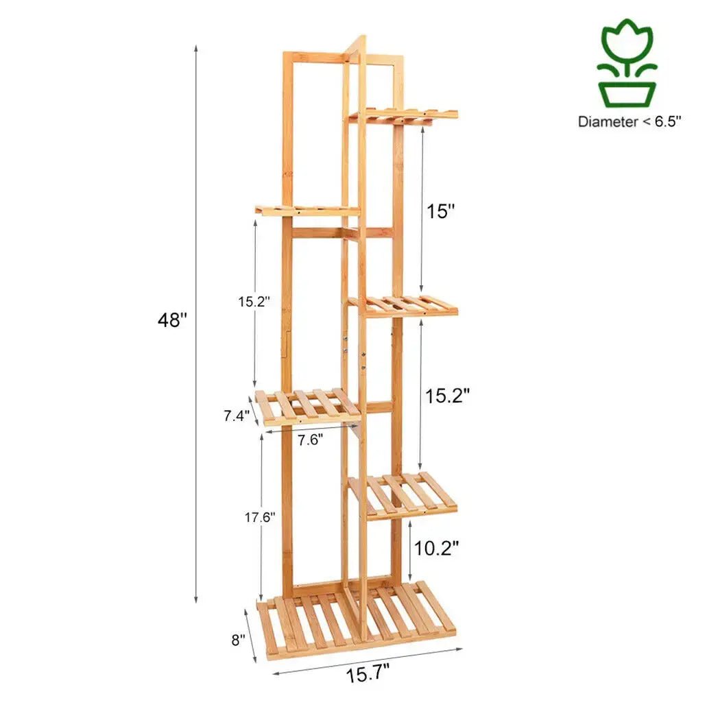 Decorbites™ 6-stufiger Bambus-Pflanzenständer für Innen-/Außenausstellung