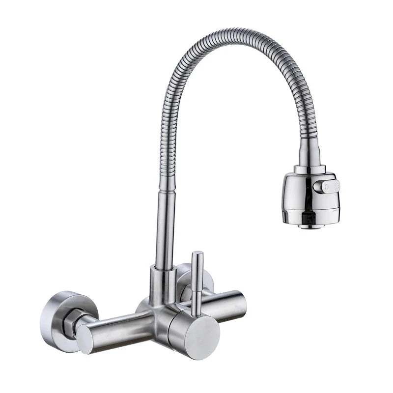 Black Wall-Mounted Kitchen Faucet