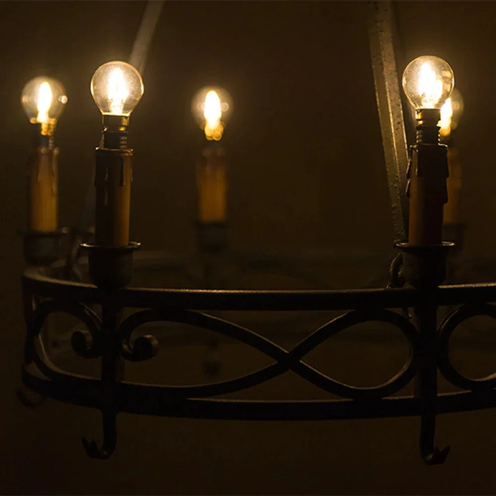 DecorBites™ Amber Glass LED Filament Globe Bulb, 2200K Dimmable E12 E14 Outdoor Fairy Light