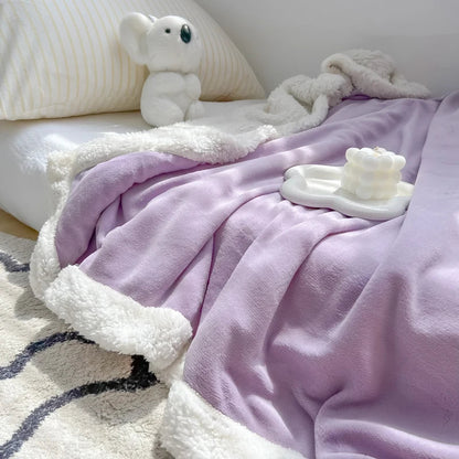 Decobites Plush Lamb Wool Bed Blanket, Soft Cozy Velvet, Warm Fluffy Flannel, 150x200cm, 200x230cm