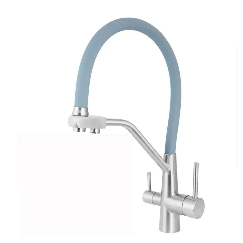 DecorBites™ Gun Gray Kitchen Faucet Drinking Pure Water Tap Hot Cold Dual Handle