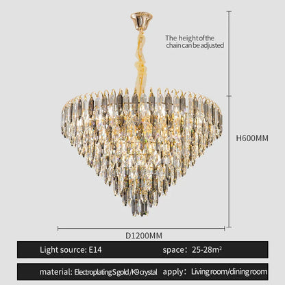 DecorBites™ Crystal Chandelier: Modern Luxury Round Main Lamp for Living Room & Staircase