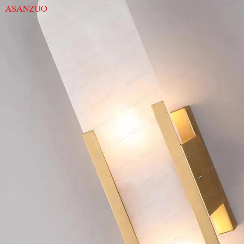 DecorBites™ Jade Stone Wall Sconce Light Fixtures for Bedroom Living Room Hotel Decor