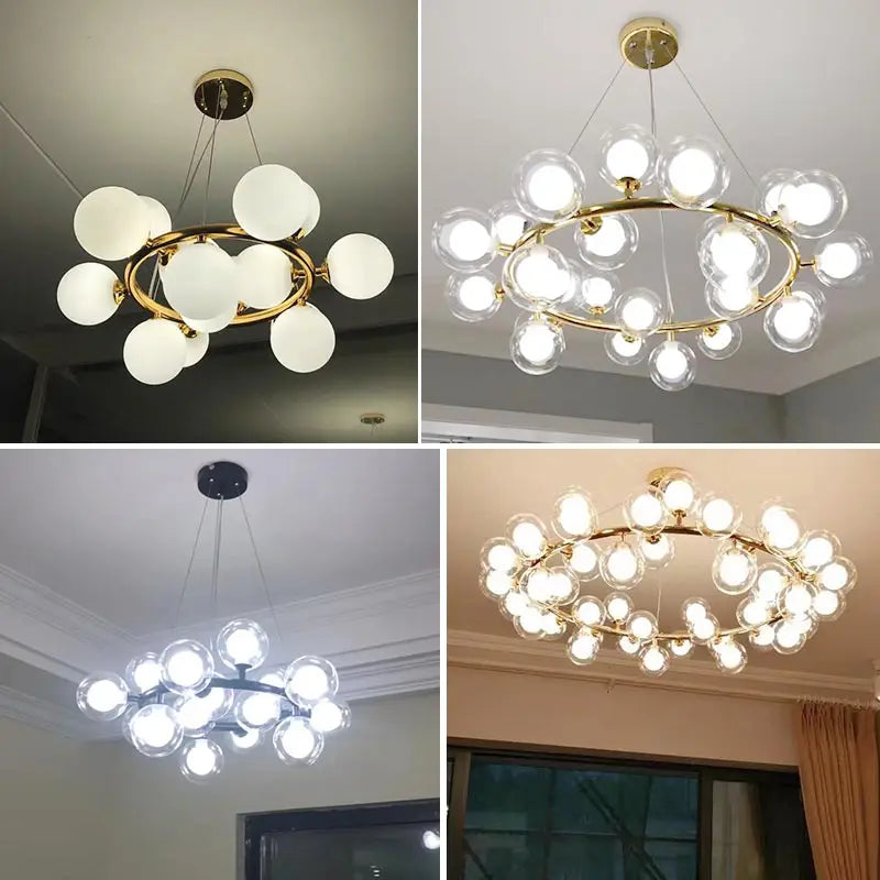 DecorBites™ Gold LED Chandelier, Modern Pendant Light for Living Room, Kitchen, Bedroom, Dining Room