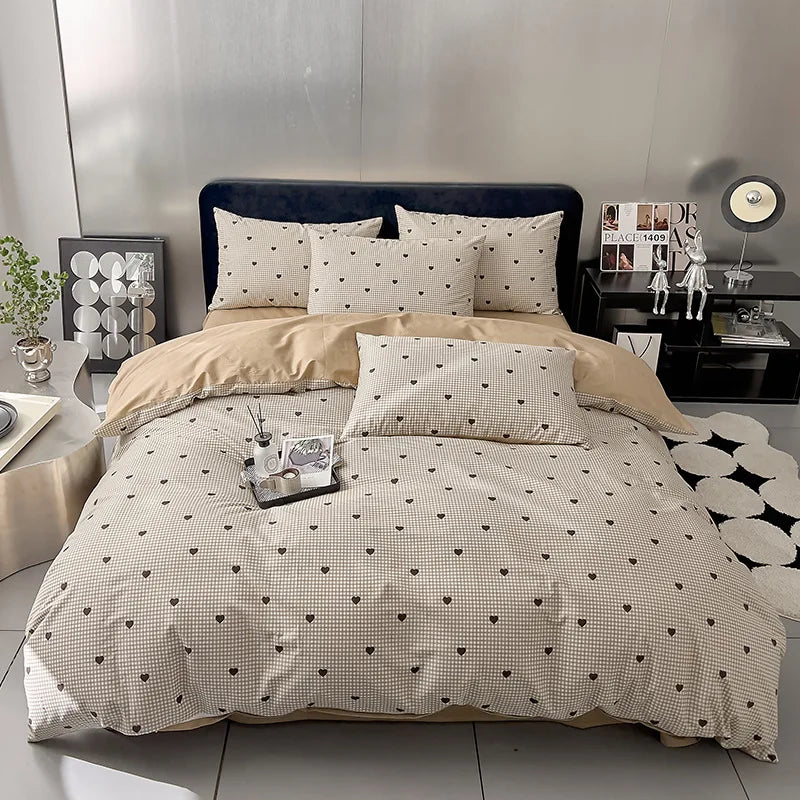 طقم سرير DecorBites™ مطبوع هندسيًا من القطن بنسبة 100% - سرير فردي بمقاس كوين