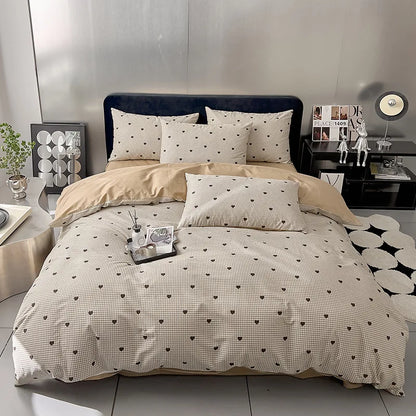 طقم سرير DecorBites™ مطبوع هندسيًا من القطن بنسبة 100% - سرير فردي بمقاس كوين