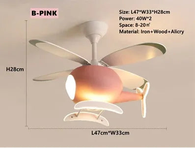 DecorBites™ Helicopter Ceiling Fan Chandeliers: Nordic Creative Kids Room Decor Lamp