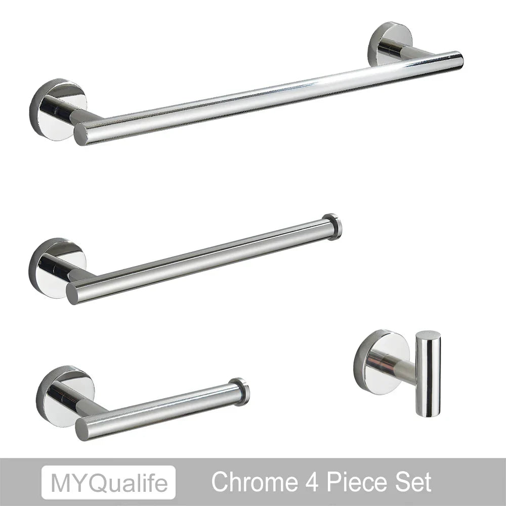DecorBites™ Brushed Gold Bathroom Hardware Set: Towel Bar, Paper Holder, Robe Hook