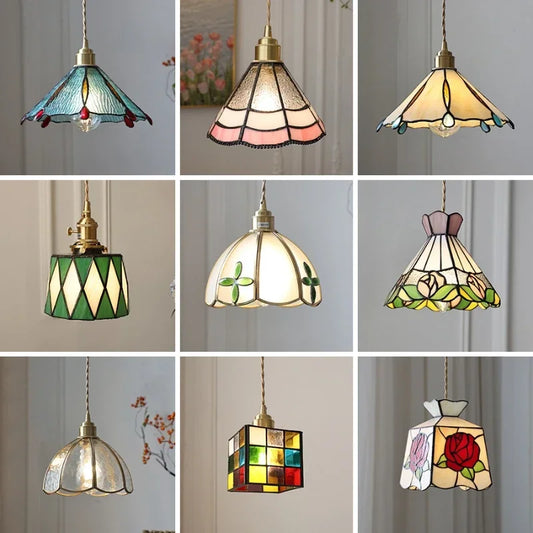 DecorBites™ Colorful Glass Copper LED Pendant Light for Kitchen Bedroom Living Room Loft