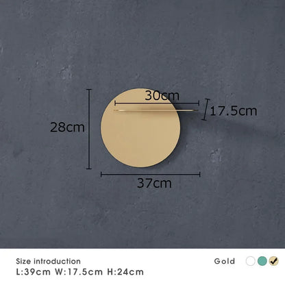 Estante de pared redondo de metal dorado DecorBites™ con ganchos