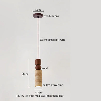 Lámpara colgante LED DecorBites™ Creative Stone, travertino amarillo, estilo minimalista nórdico