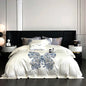 Decobites Butterfly Flowers Embroidery Luxury Bedding Set 4Pcs