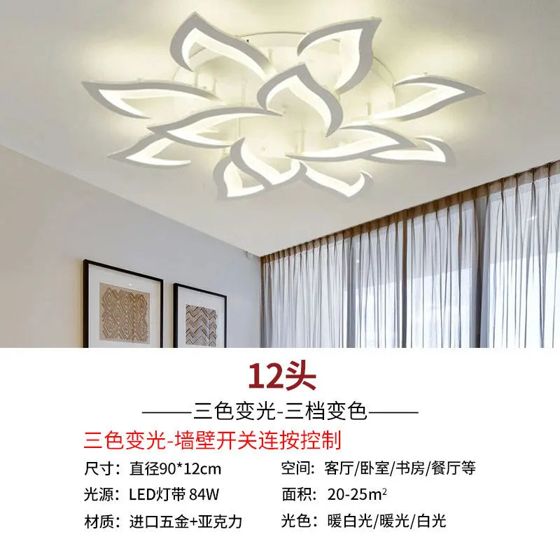 Lámpara de techo DecorBites™ Lotus: Moderna luminaria LED para el hogar, sala de estar y dormitorio.