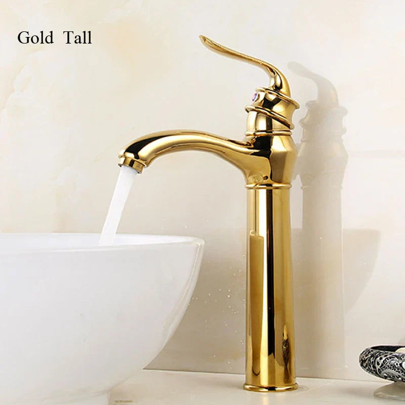Grifo de Lavabo de Oro de la Cuenca Decorbites™ Moderno para Baño Accesorio de Cocina con Mango Único