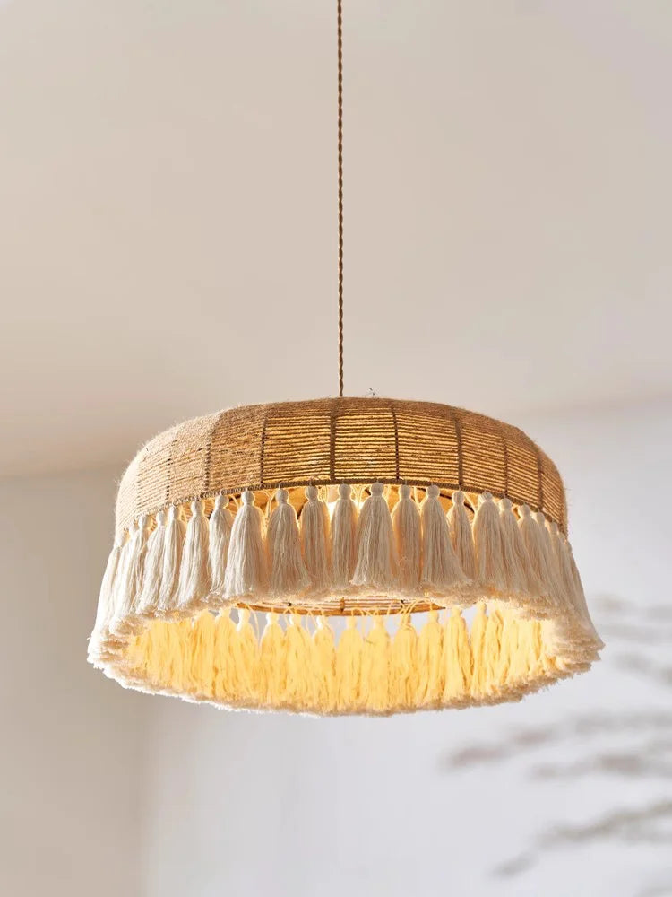 DecorBites™ Hemp Rope Ceiling Chandelier: Japanese-Inspired Twine Pendant Lights for Home Decor