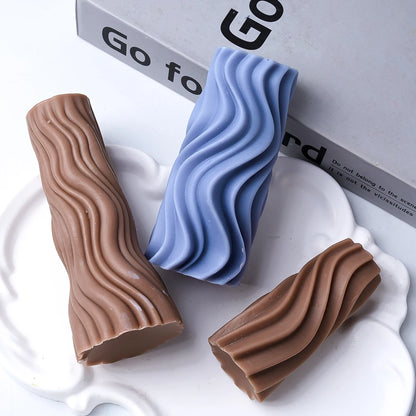 Wavy Stripe Cylindrical Silicone Candle Mould Pillar Twisted Stripe DIY Candlestick Making Design Shape Scented Candle Handmade