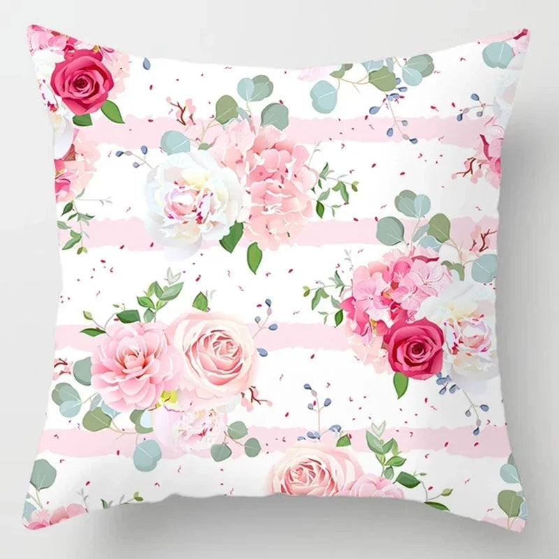 Pink Patterned Decobites Decorative Throw Pillow Cover for Car, Chair, Bed & Sofa