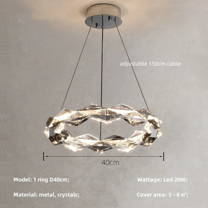 DecorBites™ Crystal Chandelier Pendant Light - Dimmable Modern Luxury LED Chrome Luminaria