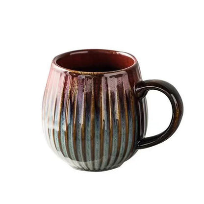 DecorBites™ Gradient Glaze Ceramic Coffee Mug, 480ml Retro Japanese Style Cup