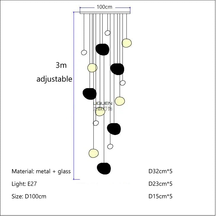 DecorBites™ Cobblestone Glass LED Pendant Lights for Villa Hotel Loft Stair Lamp