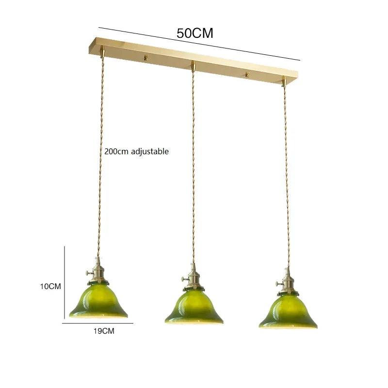 Luces colgantes LED de vidrio verde Decorbites™: Lámpara colgante de estilo vintage japonés-americano