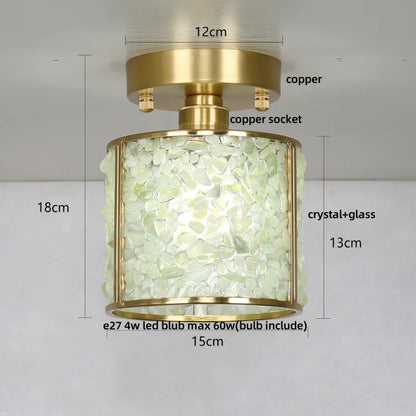 Lámpara de techo LED DecorBites™ con dosel de cobre y cristal, estilo nórdico moderno para el hogar