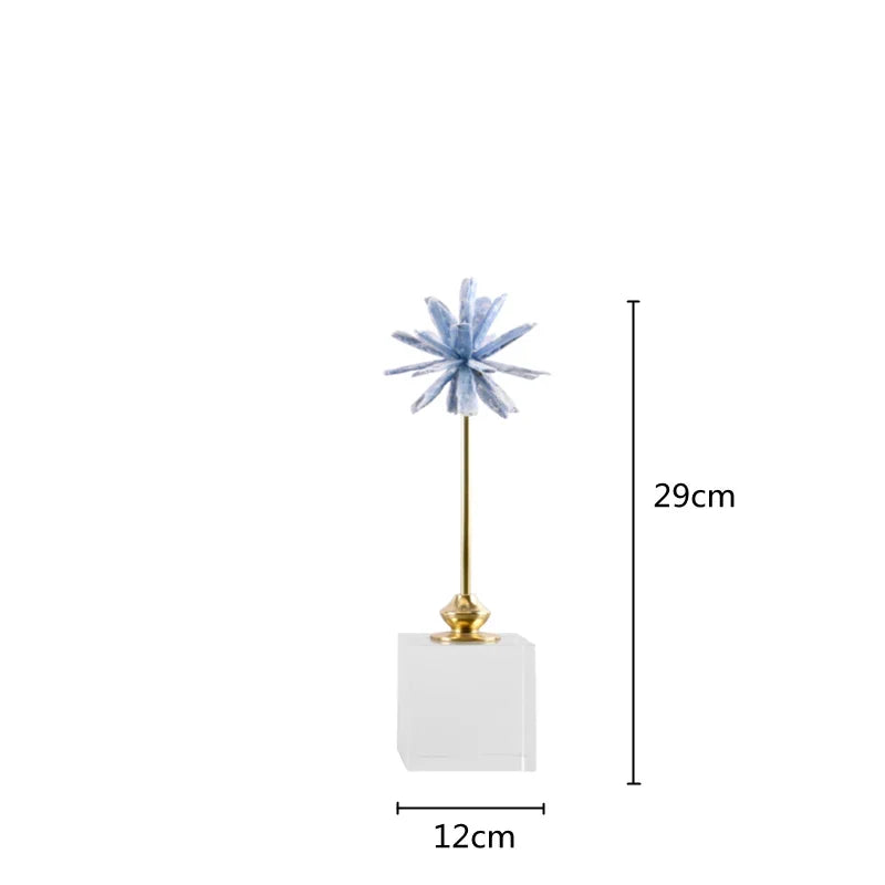Figura decorativa para el hogar DecorBites™ de cristal de ágata, hecha a mano, con forma de flor blanca.