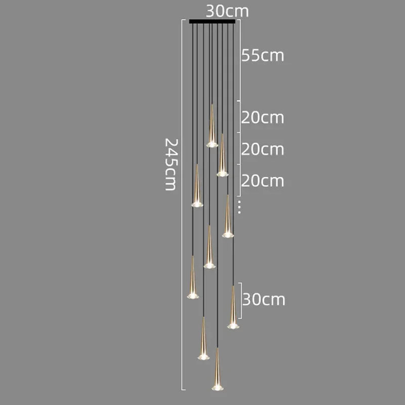 Lámpara de araña LED de cristal DecorBites™ para escaleras: Iluminación de lujo para escaleras largas