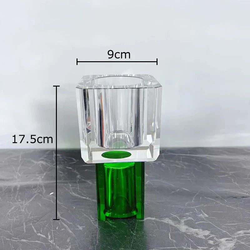 مزهرية زجاجية مربعة هندسية من ديكور بايتس™، زهور صناعية، تنسيق زهور عصري