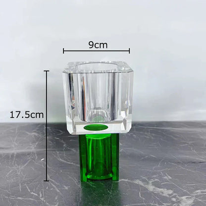 مزهرية زجاجية مربعة هندسية من ديكور بايتس™، زهور صناعية، تنسيق زهور عصري