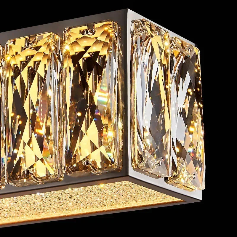 DecorBites™ Golden LED Modern Crystal Chandelier for Home, Restaurant, Cafe, Bar - Luxury Interior Lighting