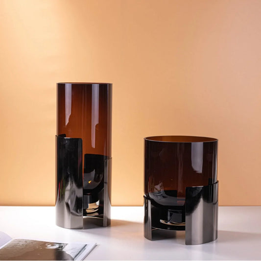 DecorBites™ Amber Glass Vase: Stylish Terrarium and Room Decoration Accessory