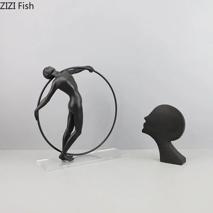 DecorBites™ Abstract Cast Iron Acrobatics Sculpture Desk Decoration Slender Figures