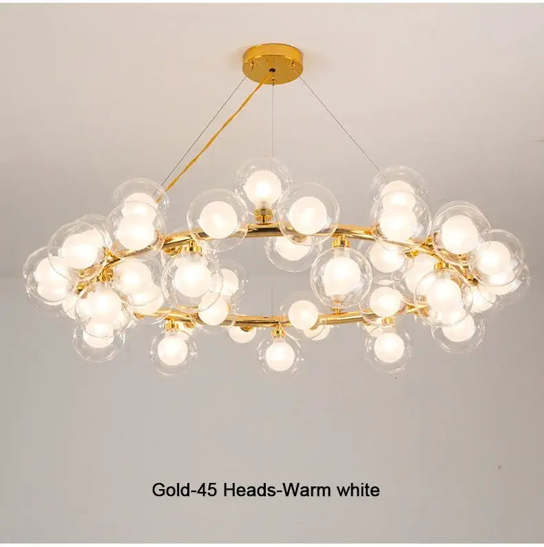 DecorBites™ Contemporary Black and Gold Chandelier - White Glass Ball