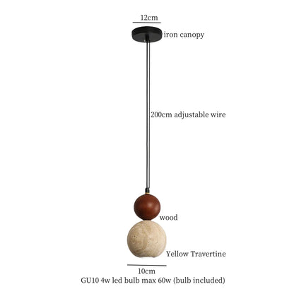 Lámpara colgante LED DecorBites™ Creative Stone, travertino amarillo, estilo minimalista nórdico