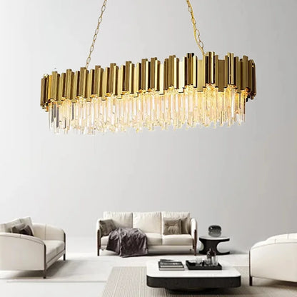 DecorBites™ Gold Crystal Chandelier: Modern Luxury LED Pendant Lights for Living, Dining, Bedroom Decor