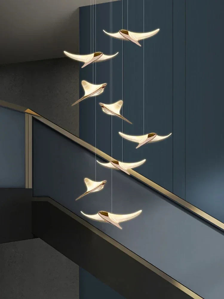 DecorBites™ Dolphin Pendant Chandelier: Luxe Staircase & Lobby Décor for Hotel, Mall & Home