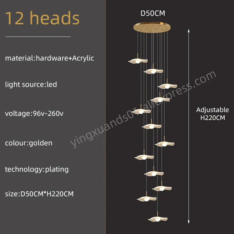 Decorbites™ Lámparas de Araña de Acrílico Dorado LED de Colgante Modernas para Escalera y Sala de Estar