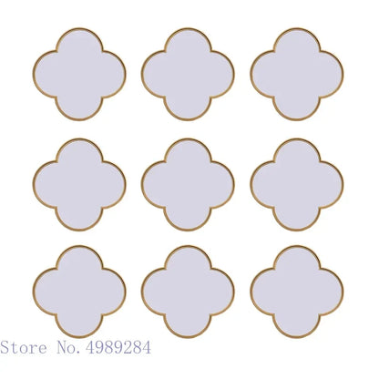 DecorBites™ Golden Border Geometric Plum Flower Mirror Wall Decoration