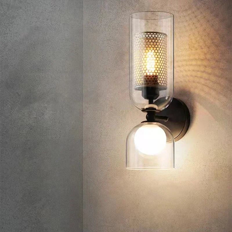 DecorBites™ Clear Glass Wall Light Sconce, Modern Bathroom Bedroom Foyer Lighting Fixtures