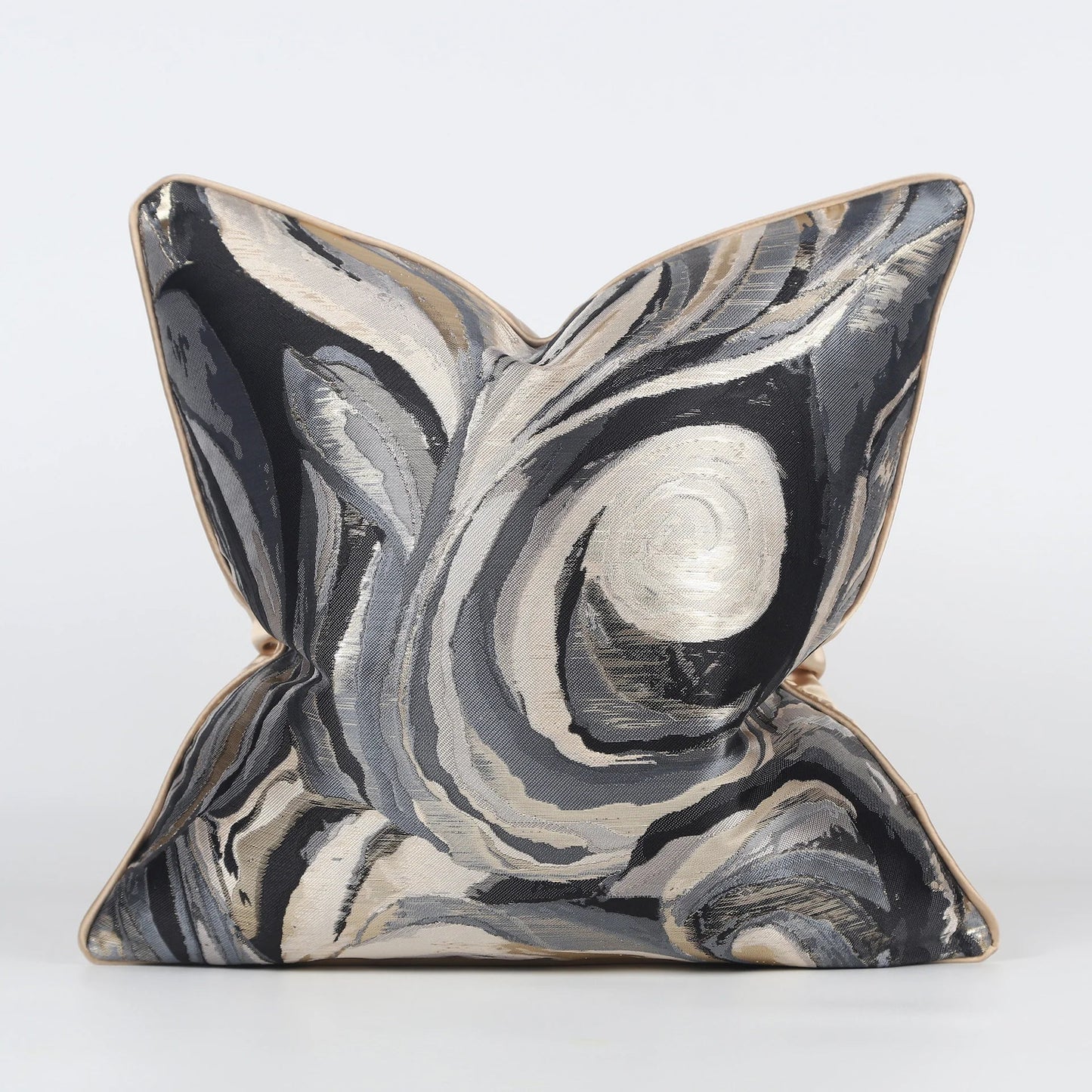 DecorBites™ Jacquard High-end Cushion Cover 45x45cm Black Gold Decorative Pillowcase