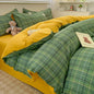 Decobites Plaid Queen Size 4Pcs Duvet Cover Set: Skin-Friendly Bedding for King, Single, Double Bed