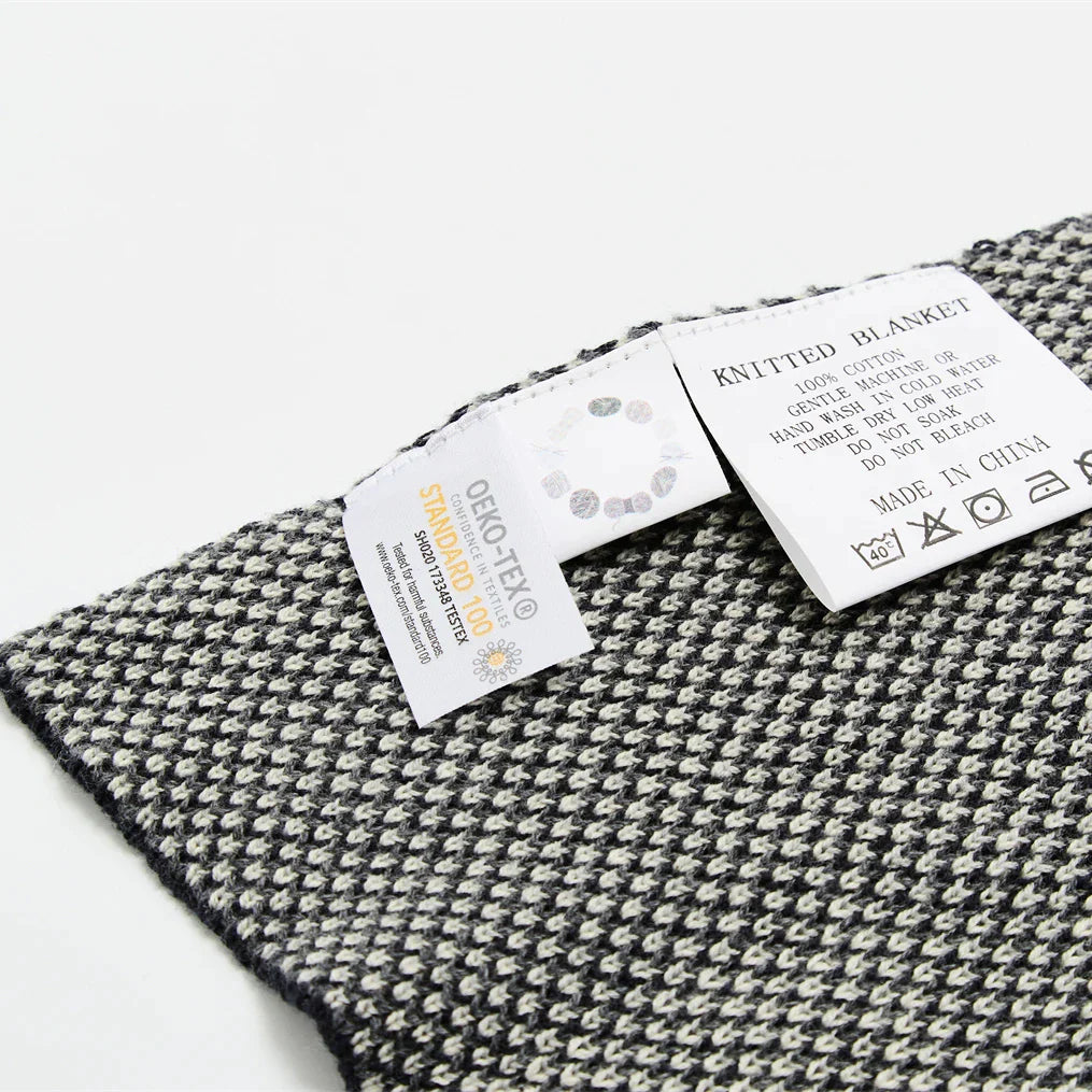 Manta de algodón tejida a cuadros con diseño de cubo 3D DecorBites™ - Cubrecama nórdico suave y acogedor