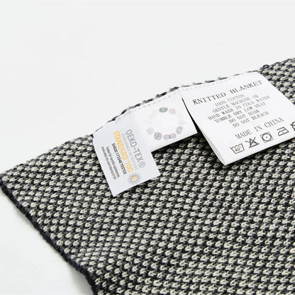 Manta de algodón tejida a cuadros con diseño de cubo 3D DecorBites™ - Cubrecama nórdico suave y acogedor