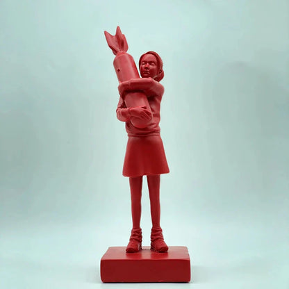 DecorBites™ Bomb Hugger Girl Resin Statue Sculpture for Home Decor and Desk Ornament