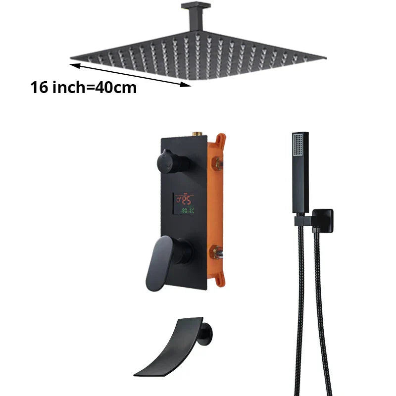 DecorBites™ Digital Display Shower Faucet Set with Rainfall Head and Bathtub Spout